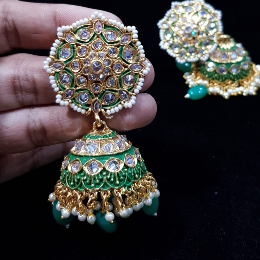 Indian Pakistani Jewelry - Earrings Matt Finished